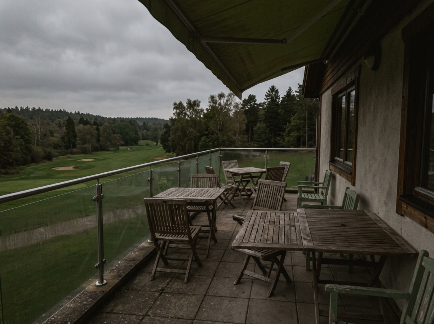 Golf clubhouse terrace, before